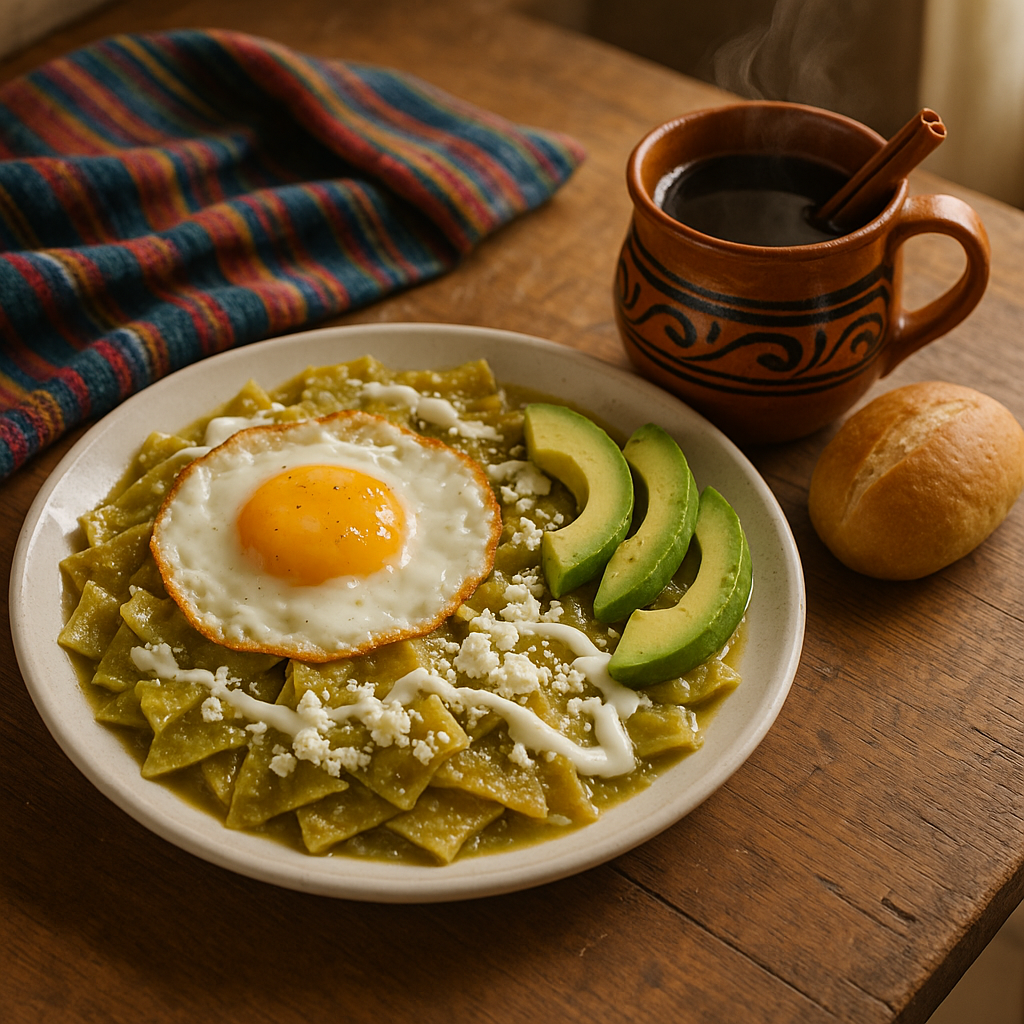 1.Chilaquiles and café de olla for breakfast